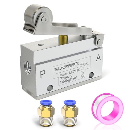 TAILONZ PNEUMATIC 2 Stellungen 2 Wege 1/8 Zoll Rollenventil pneumatisch mechanisch normal geschlossen Rollenventil MOV-02 von TAILONZ PNEUMATIC