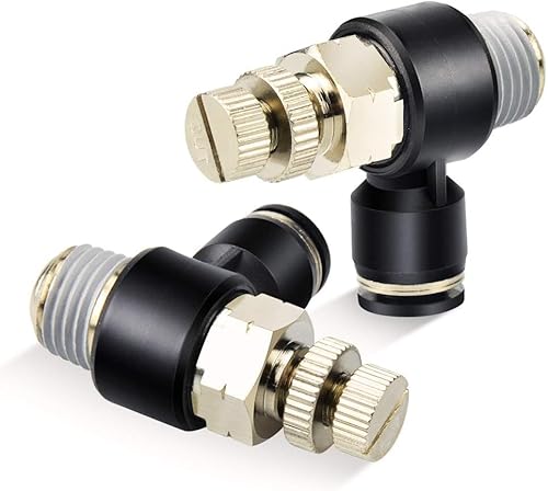 TAILONZ PNEUMATIC 2er Pack SL6-02 Luftleitungsanschluss zum Anstecken Luftstromregelventil 6MM od 1/4 Zoll BSP Winkel 90 Grad Luftgeschwindigkeitsregelventil Fitting von TAILONZ PNEUMATIC