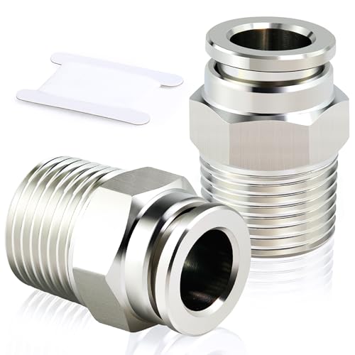 TAILONZ PNEUMATIC Edelstahl 304, männlich, gerade, 8 mm Außendurchmesser x 1/4 BSP, Steckverschraubungen PC8-02 (2er-Pack) von TAILONZ PNEUMATIC