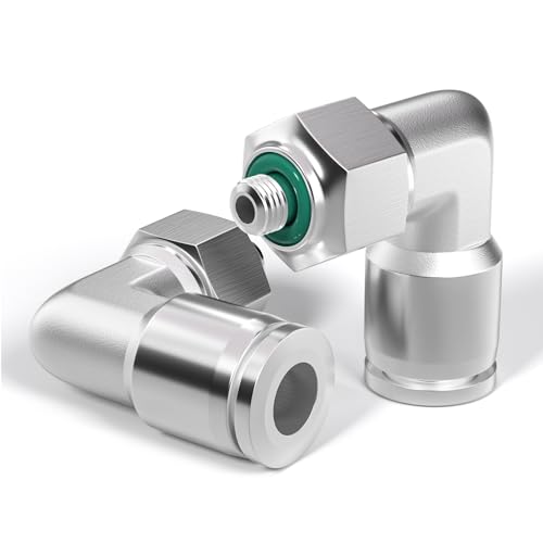 TAILONZ PNEUMATIC 304 Edelstahl Ellenbogen Außengewinde 4mm Rohr-AD x M5 Gewinde 90 Push-to-Connect Fittings PL4-M5 (Packung mit 2) von TAILONZ PNEUMATIC
