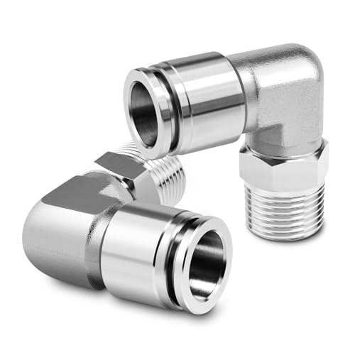 TAILONZ PNEUMATIC 304 Edelstahl-Winkelstück mit Außengewinde 10 mm AD x 1/4 BSP Steckverschraubungen PL10-02 (2er-Pack) von TAILONZ PNEUMATIC