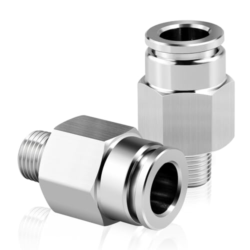 TAILONZ PNEUMATIC 304 Edelstahl männlich gerade 10mm Rohr OD x 1/8 BSP Push to Connect Fittings PC10-01 (Packung mit 2) von TAILONZ PNEUMATIC