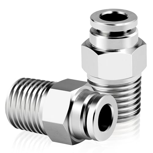 TAILONZ PNEUMATIC 304 Edelstahl männlich gerade 6mm Rohr OD x 1/8 BSP Push to Connect Fittings PC6-01 (Packung mit 2) von TAILONZ PNEUMATIC