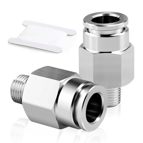 TAILONZ PNEUMATIC 304 Edelstahl männlich gerade 8mm Rohr OD x 1/8 BSP Push to Connect Fittings PC8-01 (Packung mit 2) von TAILONZ PNEUMATIC