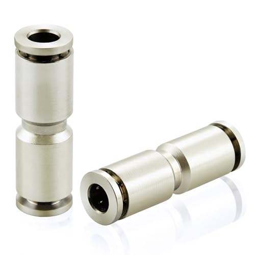 TAILONZ PNEUMATIC 6mm Kupfer vernickelte gerade Union Connect Luft Verschraubungen Quick Connect Push Lock Pneumatische Verschraubungen Rohrverbinder PU6(5er Pack) von TAILONZ PNEUMATIC