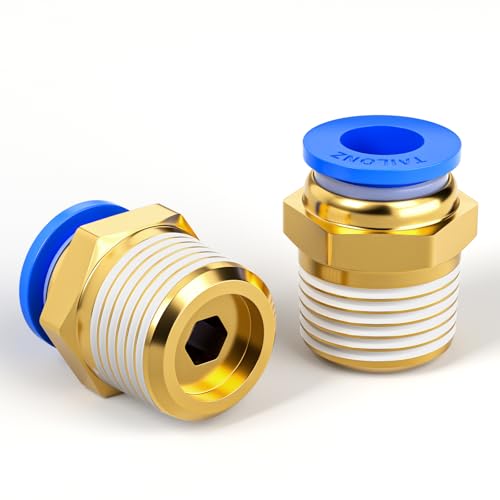 TAILONZ PNEUMATIC Außengewinde gerade 8 mm AD x 1/2 BSP Steckverschraubungen PC8-04 (2er Pack) von TAILONZ PNEUMATIC