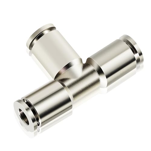 TAILONZ PNEUMATIC Kupfer vernickelt 10mm od Push-to-Connect Luftverschraubungen T-Stück gerade Union Connect TPE-10 (Packung mit 2) von TAILONZ PNEUMATIC