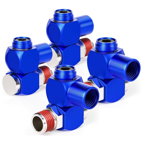 TAILONZ PNEUMATIC Rot 1/4 Zoll Air Tool Drehverschraubung 360 Grad drehbarer Luftschlauchanschluss Industrieller drehbarer tragbarer Druckluftwerkzeugadapter（Packung mit 4） von TAILONZ PNEUMATIC