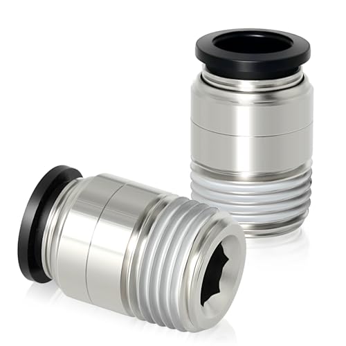TAILONZ PNEUMATIC Runder, gerader Außengewinde-Außengewinde-Außengewinde 8 mm x 1/2 Zoll BSP-Gewinde Steckverschraubungen POC8-04 (2er Pack) von TAILONZ PNEUMATIC