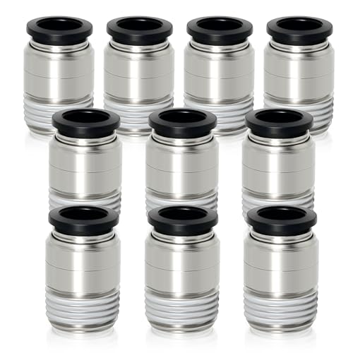 TAILONZ PNEUMATIC Rundes, gerades Außengewinde mit 12 mm Außendurchmesser und 1/2 Zoll BSP-Gewinde, Steckverschraubungen POC12-04 (2er-Pack) von TAILONZ PNEUMATIC