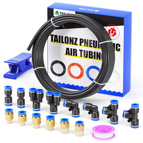 TAILONZ PNEUMATIC Schwarz 12mm OD 8mm ID Polyurethan PU Luftschlauch Rohr Rohrsatz 10 Meter 32.8ft von TAILONZ PNEUMATIC