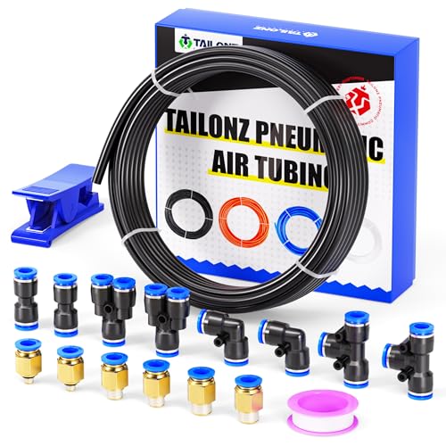 TAILONZ PNEUMATIC Schwarz 4mm oder 5/32 Zoll OD 2.5mm ID Polyurethan PU Luftschlauch Rohr Rohrsatz 10 Meter 32.8ft von TAILONZ PNEUMATIC