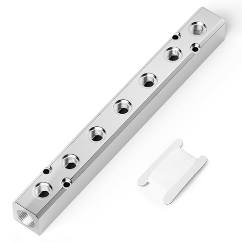 TAILONZ PNEUMATIC Silver 7 Wege Pneumatischer Shunt Aluminium Block Pneumatischer Verteiler Luftverteiler Luftweg Abluftquelle Verteiler,Druckluftverteiler Pneumatik Block,Gasverteiler von TAILONZ PNEUMATIC