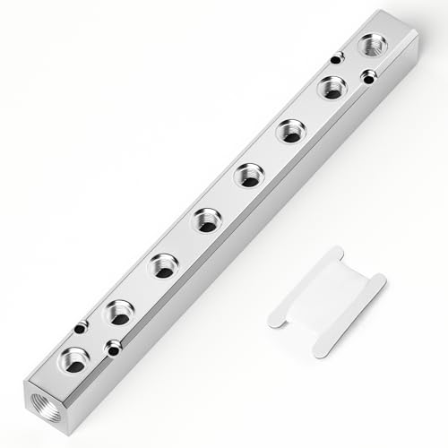 TAILONZ PNEUMATIC Silver 8 Wege Pneumatischer Shunt Aluminium Block Pneumatischer Verteiler Luftverteilerblock Luftweg Abluftquellenverteiler,Druckluftverteiler Pneumatik Block,Gasverteiler von TAILONZ PNEUMATIC