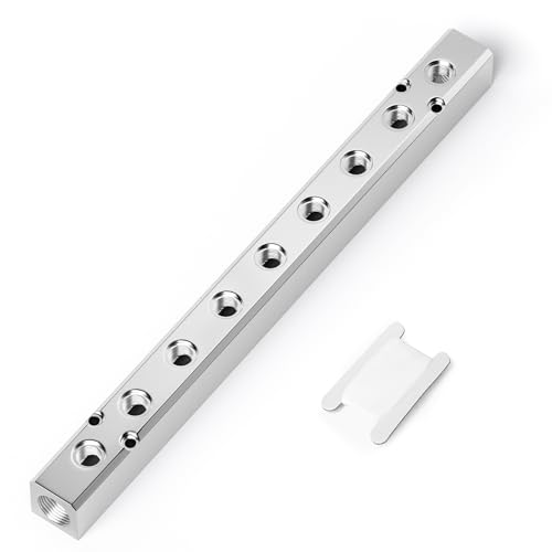 TAILONZ PNEUMATIC Silver 9 Wege Pneumatischer Shunt Aluminium Block Pneumatischer Verteiler Luftverteilerblock Luftweg Abluftquellenverteiler,Druckluftverteiler Pneumatik Block,Gasverteiler von TAILONZ PNEUMATIC