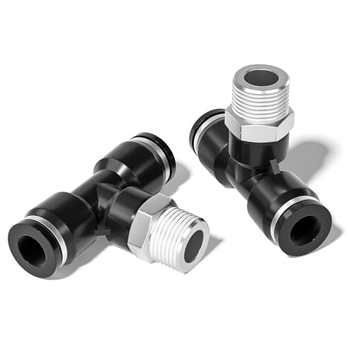 TAILONZ PNEUMATIC T-Stück mit 8 mm Außendurchmesser und 1/8 Zoll BSP-Gewinde mit Steckanschluss PB8-01(Packung mit 10 Stück) von TAILONZ PNEUMATIC
