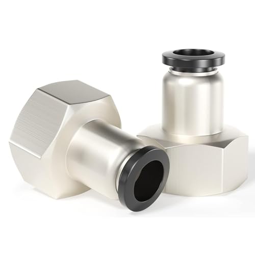 TAILONZ PNEUMATIC Verschraubungen mit geradem Innengewinde 12 mm Außendurchmesser und 3/8 Zoll BSP-Gewinde zum Stecken PCF12-03(Packung mit 2 Stück) von TAILONZ PNEUMATIC