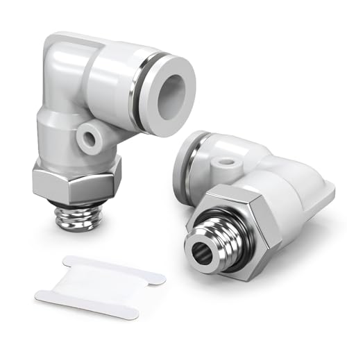 TAILONZ PNEUMATIC Weißes Winkelstück mit Außengewinde 6 mm x M5 Gewinde 90 zum Stecken PL6-M5 (Packung mit 10 Stück) von TAILONZ PNEUMATIC
