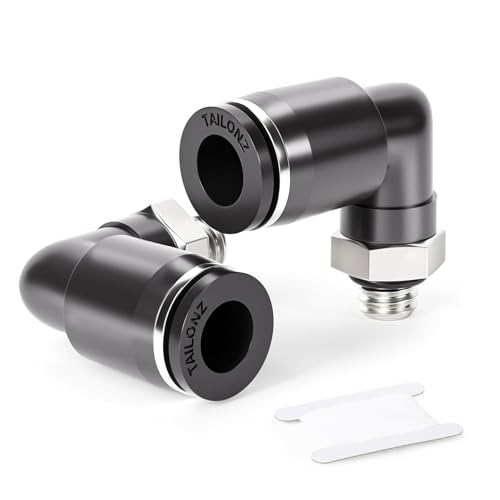 TAILONZ PNEUMATIC Winkel mit Außengewinde 6 mm x M5 Gewinde 90 Steckverschraubungen PL6-M5 (Packung mit 2 Stück) von TAILONZ PNEUMATIC
