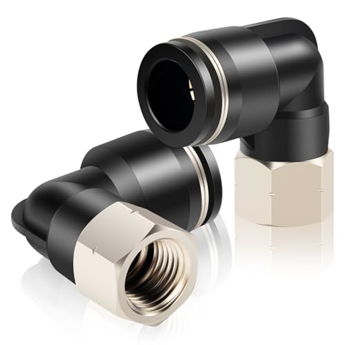 TAILONZ PNEUMATIC Winkelstück mit Innengewinde, 8 mm Außendurchmesser und 1/4 Zoll BSP-Gewinde, zum Einstecken PLF8-02(Packung mit 2 Stück) von TAILONZ PNEUMATIC