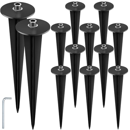 12 Packungen 15,7 cm Metall-Gewinde-Spikes, Solar-Lichtpfähle, Ersatz-LED-Solarleuchten, Spieß mit 12 Sechskantschrauben, Solar-Weglicht, Erdspieß für Außenbereich, Hof, Balkon von TAINAT