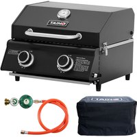 Platinum compact dark Set Tischgrill Abdeckhaube Regler 2 Brenner Gasgrill - Taino von TAINO