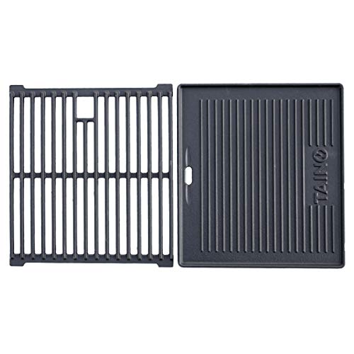 TAINO BASIC 4+1 Gusseisen Rost Grillplatte Grillrost Zubehör Set Gasgrill Grill Wendeplatte von TAINO