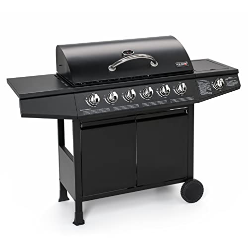 TAINO BASIC BBQ Gasgrill Grillwagen Edelstahl-Brenner + Seitenkocher Grill (BASIC 6+1 Gasgrill) von TAINO