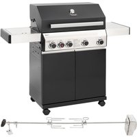 Black 4+1 Set mit Drehspieß Gasgrill Rotisserie mit Motor 4 Brenner Keramik-Sear Zone elektrischer Fleischspieß Grillwagen - Taino von TAINO