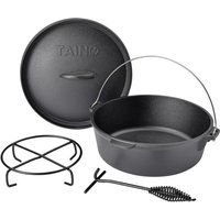 TAINO Dutch Oven 8L Gusseisen Ø 30cm Feuertopf Deckelheber Grillzubehör Dopf von TAINO