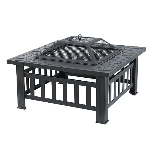 TAINO Feuerschale Eckig mit Grillfunktion Feuerschutz Garten Outdoor Stahl Schwarz TAINO Feuerschale Eckig mit Grillfunktion Feuerschutz Garten Outdoor Stahl Schwarz von TAINO