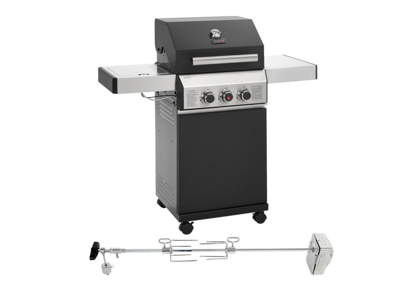 TAINO Gasgrill TAINO BLACK 2+1 Gasgrill Set mit Drehspieß, 1x Gasgrill, 1x Drehspieß, 116 x 50 x 115 cm (LxBxH) von TAINO