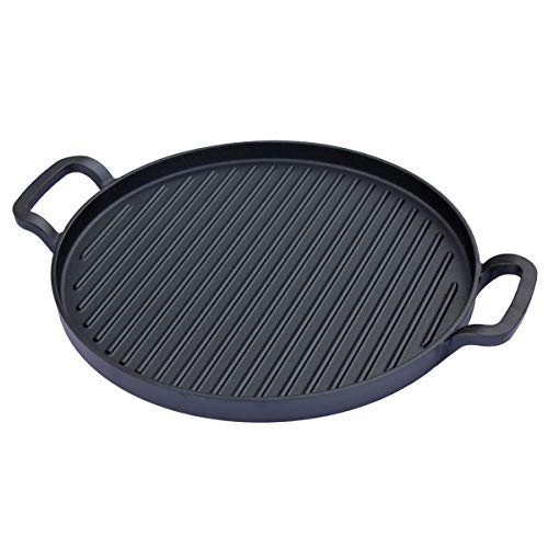 TAINO Grillpfanne 31cm Gusseisen PLATINUM/BLACK Zubehör Grillplatte Gusspfanne universal von TAINO