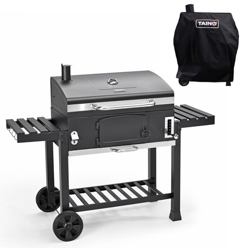 TAINO Hero XXL Set Abdeckhaube BBQ Smoker Grillwagen Holzkohle-Grill Standgrill Räucherofen von TAINO