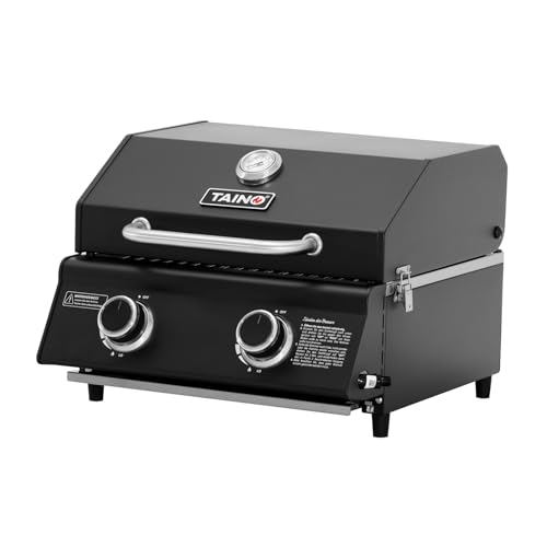 TAINO PLATINUM COMPACT DARK Tischgrill 2 Brenner Gasgrill Kompakt Camping Mini Grill Tragbar BBQ von TAINO