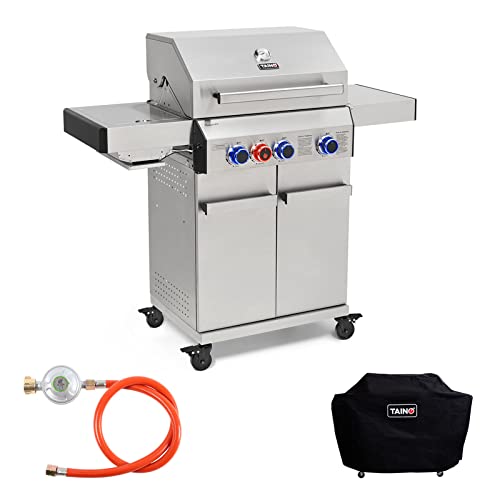TAINO PLATINUM Gasgrill Set mit Abdeckhaube und Regler Grill-Set Edelstahl Piezozündung Sear-Burner (PLATINUM 3+1 Set) von TAINO