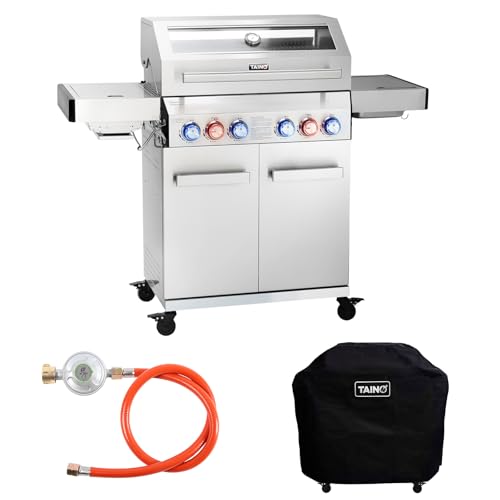 TAINO PLATINUM YAMARA 4+2 Gasgrill Set Edelstahl 4 Brenner Keramik Sear-Burner Keramik Backburner Piezo-Zündung Abdeckhaube von TAINO