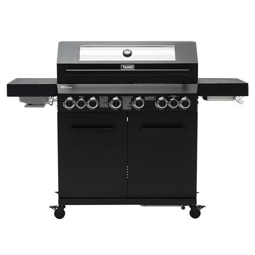 TAINO PLATINUM YAMARA DARK 6+2 Gasgrill Stahl 6 Brenner Keramik Sear-Burner Keramik Backburner Piezo-Zündung Grillrost Gusseisen von TAINO