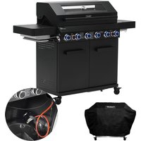 TAINO PLATINUM YAMARA DARK 6+2 Gasgrill Stahl 6 Brenner Sear-Burner Backburner mit Abdeckhaube von TAINO
