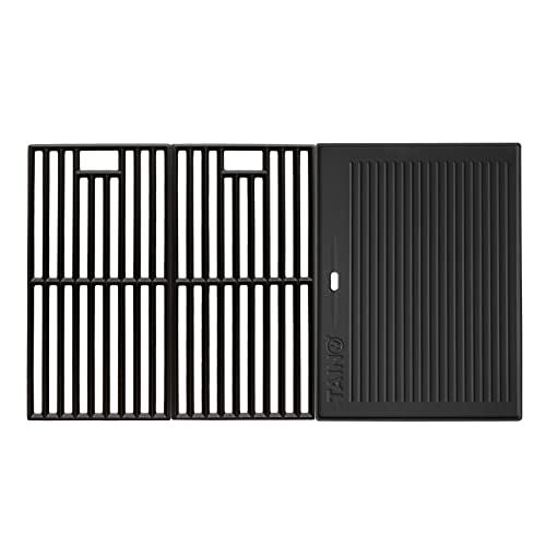 TAINO PRO/RED 6+1 Gusseisen Rost Grillplatte Grillrost Zubehör Set Gasgrill Grill Wendeplatte von TAINO