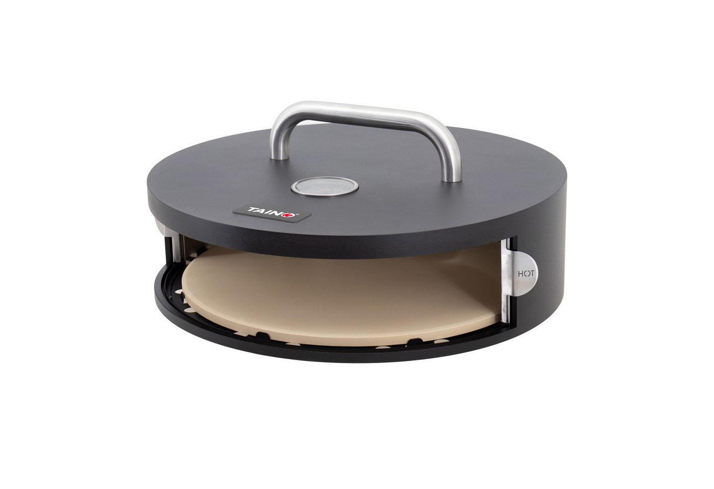 TAINO Pizzaofen-Grillaufsatz Pizzabox, rund, Pizzastein aus Cordierit, mit Tür, Stahl, Schwarz TAINO Pizzaofen-Grillaufsatz Pizzabox, rund, Pizzastein aus Cordierit, mit Tür, Stahl, Schwarz von TAINO
