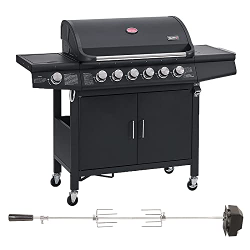TAINO RED 6+1 Set Gasgrill mit Drehspieß 6-Brenner Grillwagen Grillspieß-Auflage Piezo-Zündung elektrischer Drehspieß TAINO RED 6+1 Set Gasgrill mit Drehspieß 6-Brenner Grillwagen Grillspieß-Auflage Piezo-Zündung elektrischer Drehspieß von TAINO