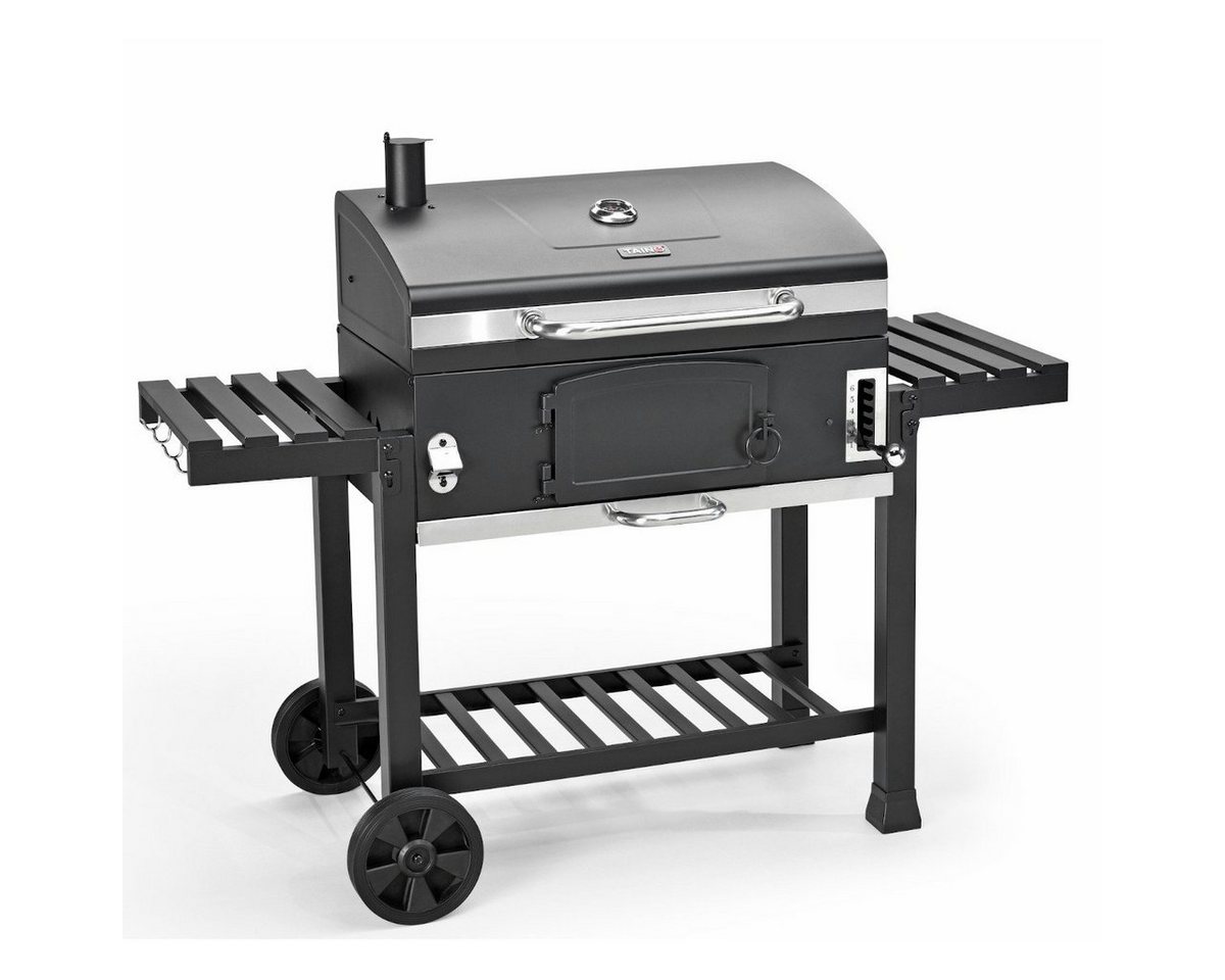 TAINO Holzkohlegrill HERO XXL Smoker, regelbarer Ventile, Klappbare Seitentische von TAINO