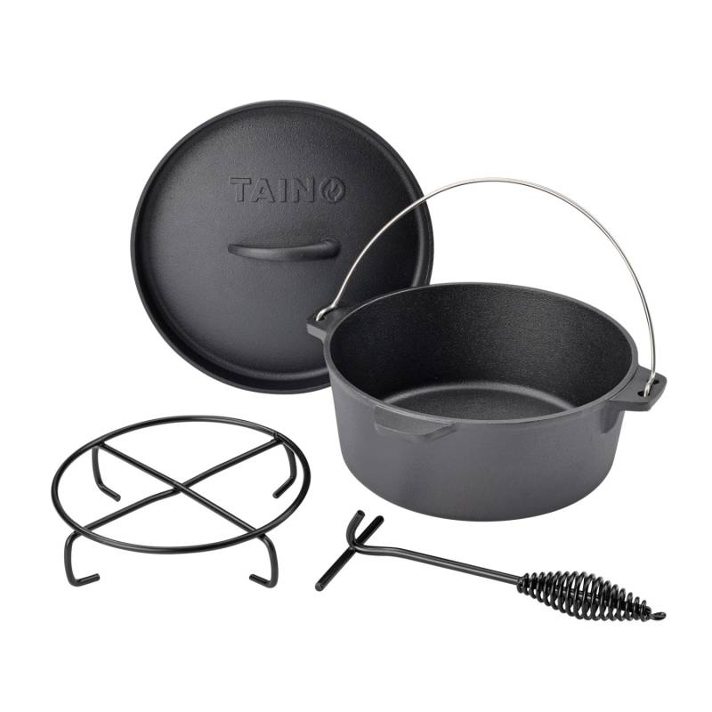Taino Dutch Oven 4L Gusseisen Feuertopf Deckelheber Grillzubehör Dopf von TAINO
