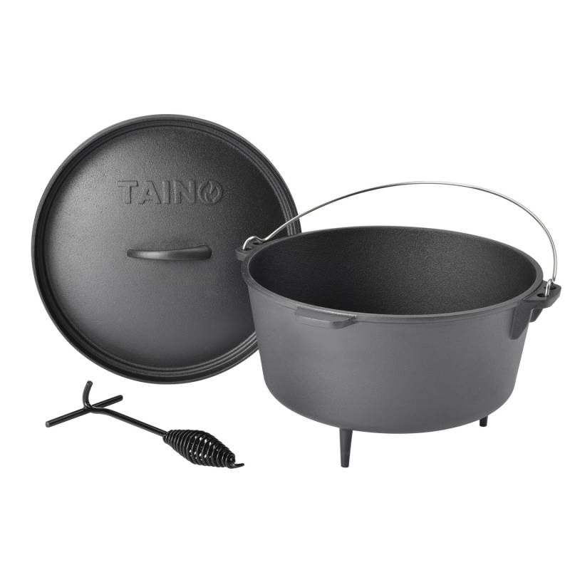 Taino Dutch Oven Gusseisen 8L Set Deckelheber Ständer Zubehör Cast Iron von TAINO