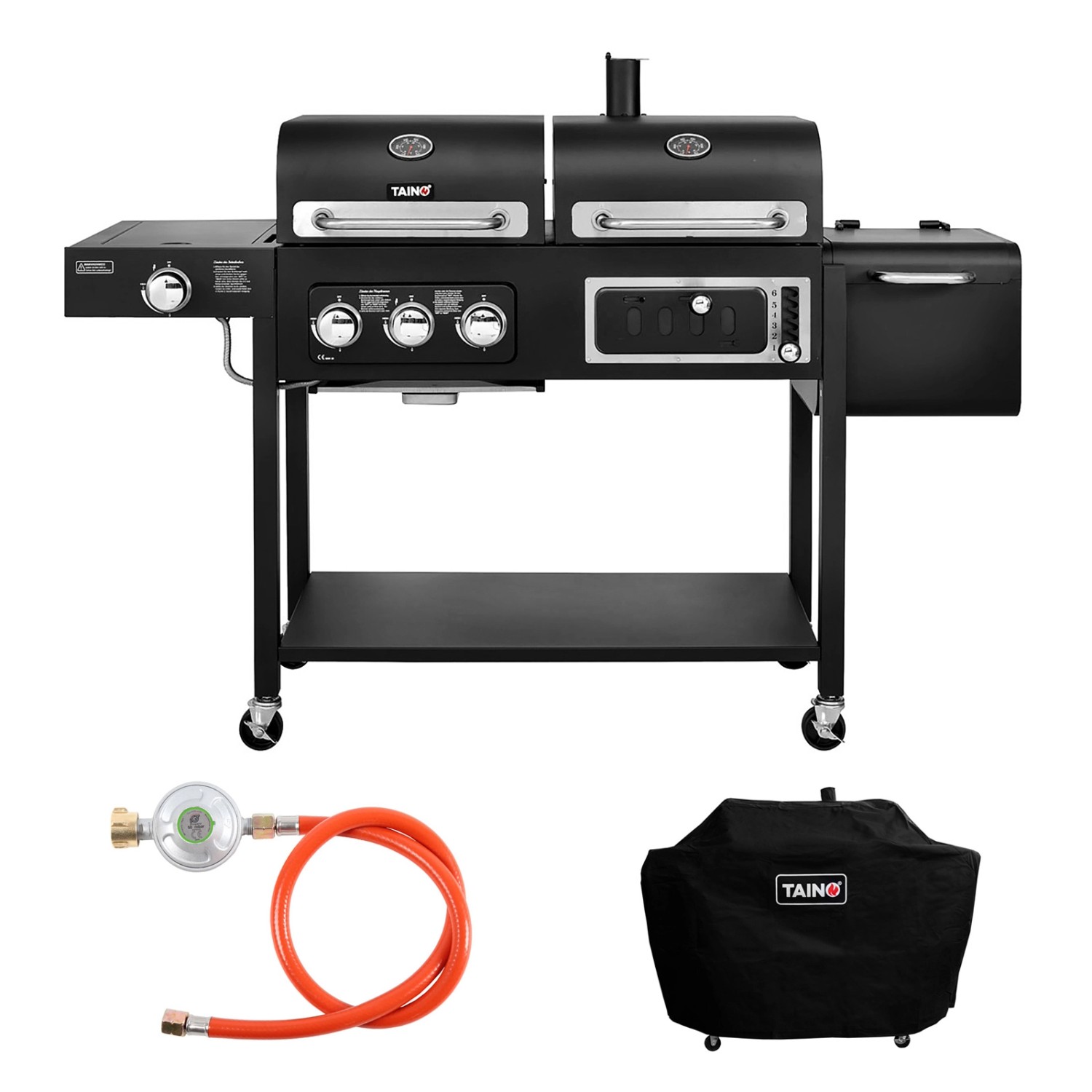 Taino Hero Duo Gasgrill Holzkohlegrill Smoker Grillwagen BBQ Grill Schwarz Set Taino Hero Duo Gasgrill Holzkohlegrill Smoker Grillwagen BBQ Grill Schwarz Set von TAINO
