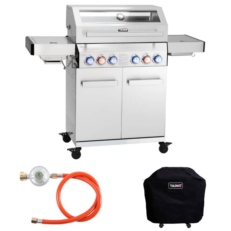 Taino Platinum Yamara 4+2 Gasgrill Set mit Haube Edelstahl 4 Brenner Sear-Burner Backburner von TAINO