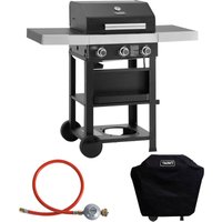 Wabaya 3+0 Gasgrill Grillwagen 3 Brenner Sear-Burner Schwarz Matt mit Abdeckhaube & Regler - Taino von TAINO