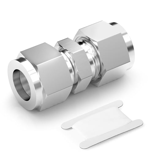 TAISHER 1 Stück 304 Edelstahl Kompressionsrohr Rohrverschraubung Verbinder, 4mm Rohr OD x 4mm Rohr OD gerade Adapter von TAISHER