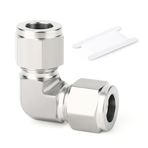 TAISHER 1 Stück 316 Edelstahl 90 Grad Kompression Rohr Rohrverschraubung Verbinder, 12mm Rohr OD x 12mm Rohr OD Adapter von TAISHER
